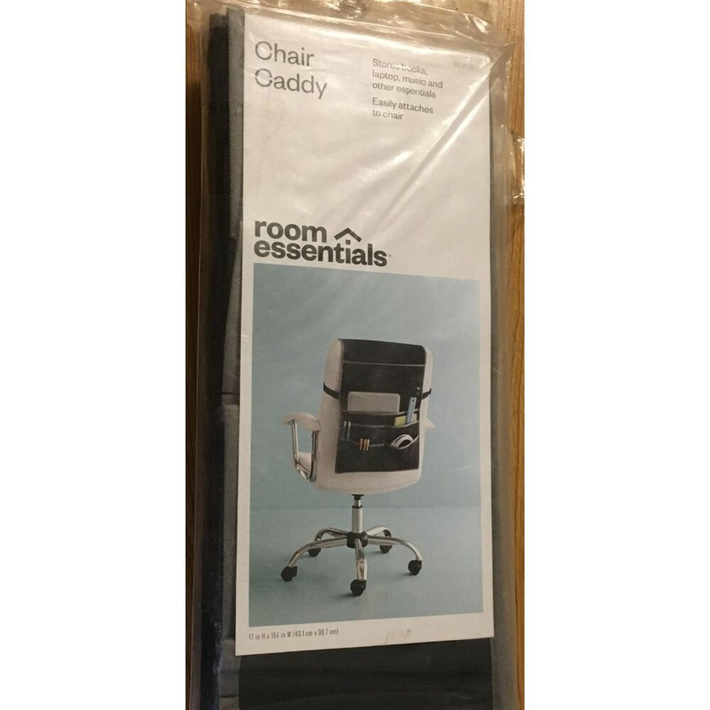 Room Essentials Chair Caddy Black With Pockets Books Accessories 17" x 15" RARE!
